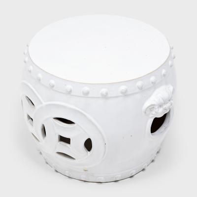 White Double Coin Garden Stool