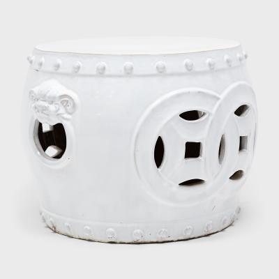 White Double Coin Garden Stool