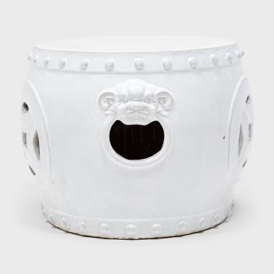 White Double Coin Garden Stool