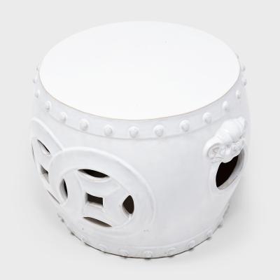 White Double Coin Garden Stool