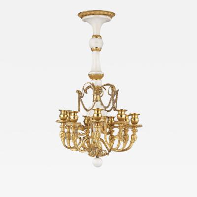 White Marble And Gilt Bronze Russian Chandelier