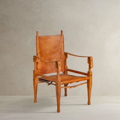 Wilhelm Kienzle Leather and Oak Safari Chair Wilhelm Kienzle ca 1950