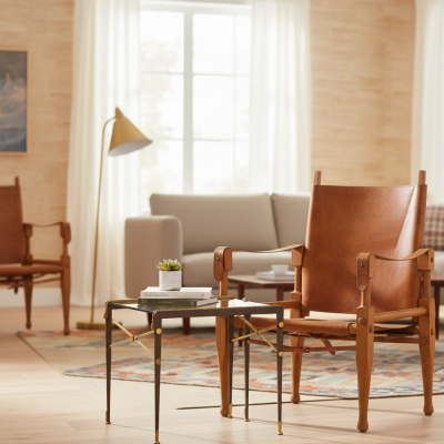 Wilhelm Kienzle Leather and Oak Safari Chair Wilhelm Kienzle ca 1950
