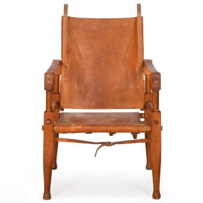 Wilhelm Kienzle Leather and Oak Safari Chair Wilhelm Kienzle ca 1950