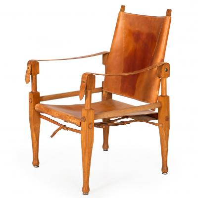 Wilhelm Kienzle Leather and Oak Safari Chair Wilhelm Kienzle circa 1950