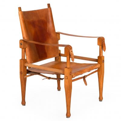 Wilhelm Kienzle Leather and Oak Safari Chair Wilhelm Kienzle circa 1950