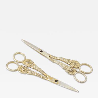 William Eley Two Pairs of Regency Period Silver Gilt Grape Shears