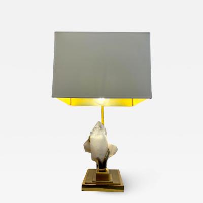 Willy Daro Rock crystal and brass table lamp Willy Daro 1970