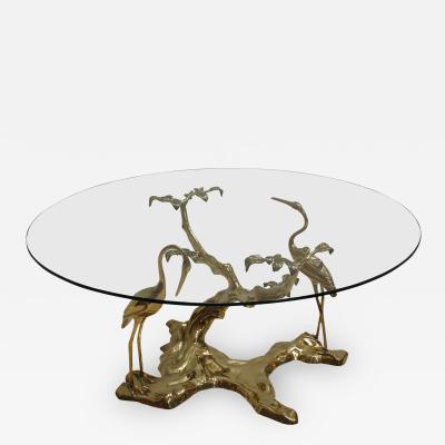 Willy Daro Willy Daro 1970s French Sculptural Brass and Glass Coffee Table