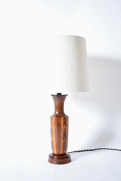 Wooden marquetry table lamp 1960s 