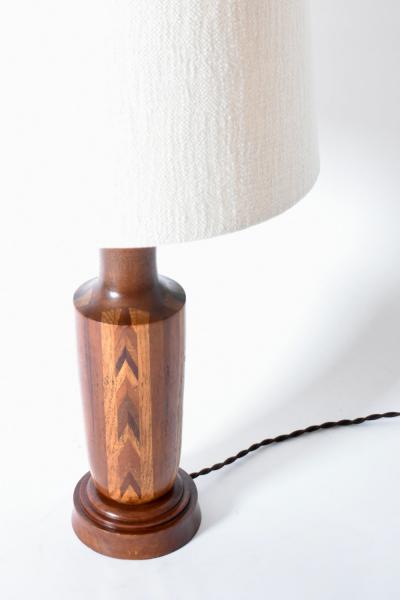 Wooden marquetry table lamp 1960s 