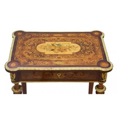 Writing Desk With Marquetry And Gilt Bronze Mounts France Late 19th Century