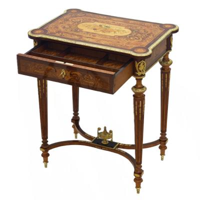 Writing Desk With Marquetry And Gilt Bronze Mounts France Late 19th Century