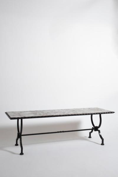 Wrought iron and marble coffee table 1940s 