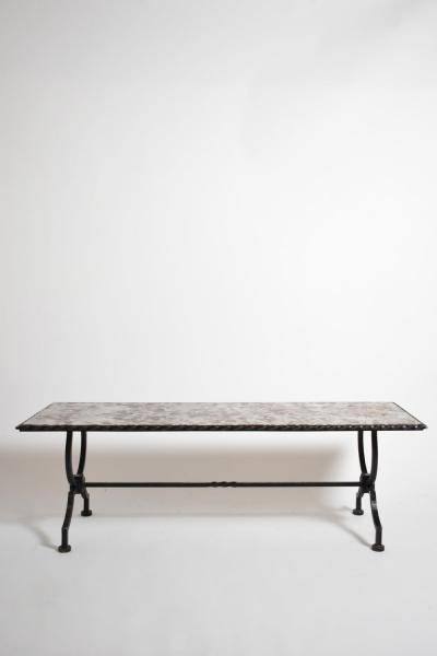 Wrought iron and marble coffee table 1940s 