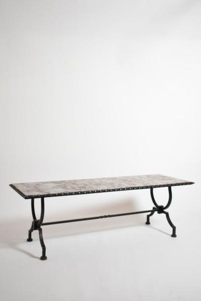 Wrought iron and marble coffee table 1940s 