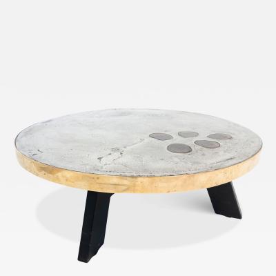 Yann Dessauvages Contemporary Modern Coffee Table by Yann Dessauvages in Brass Stone