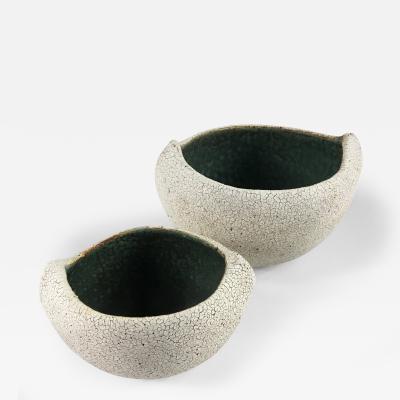 Yumiko Kuga Set of 2 Boat Shaped Bowls with Inner Glaze by Yumiko Kuga
