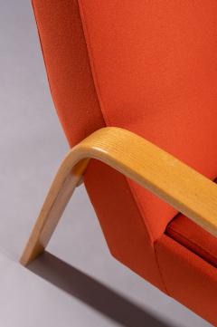 ARP ARP Pair of Orange Armchairs in Natural Beech France 1956 - 2484295