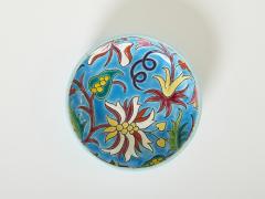  Fa enceries et Emaux de Longwy Blue flowers Art deco bowl Emaux de Longwy 1950 - 2752372