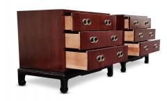  Henredon Furniture Henredon Mahogany Brass 3 Drawer Nightstands or End Tables Mid Century Modern - 2929235
