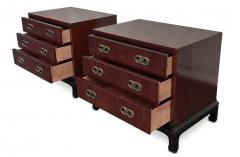  Henredon Furniture Henredon Mahogany Brass 3 Drawer Nightstands or End Tables Mid Century Modern - 2929236