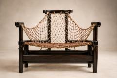  Jangada Lounge Chair Ottoman in Wood Leather by Jean Gillon 1970s - 4801675