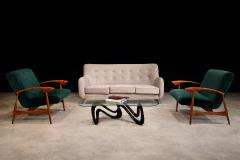  Liceu de Artes e Of cios Pair of Hardwood Green Velvet Armchairs by Liceu de Artes Lot 513A - 4624723
