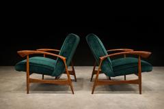  Liceu de Artes e Of cios Pair of Hardwood Green Velvet Armchairs by Liceu de Artes Lot 513A - 4624724