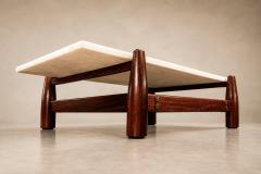  M veis Cimo Architectural Brazilian Modern Coffee Table in Rosewood and Marble Cimo 1950s - 4801936