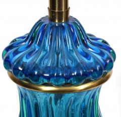 Marbro Lamp Company Large Pair of Vintage Blue Murano Glass Lamps Marbro - 2929070