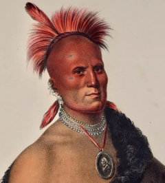  McKenney Hall Shar I Tar Ish A Pawnee Chief Original Hand colored McKenney Hall Lithograph - 2916095