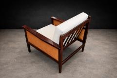  Moveis Fatima Brazilian Modern Armchair in Rosewood Leather Linen Fatima 1960s Lot 503 - 4624321