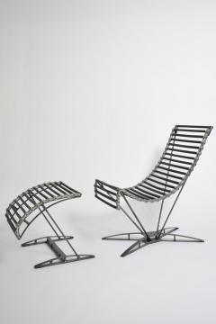  Rocking Chaine lounge chair and footrest by J M Mouligne 1990s  - 4539263