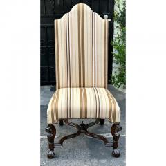  Scalamandre Antique 19th C Spanish Colonial Dining Chairs W Scalamandre Striped Upholstery - 2997091