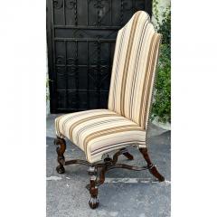  Scalamandre Antique 19th C Spanish Colonial Dining Chairs W Scalamandre Striped Upholstery - 2997097