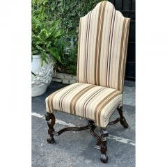  Scalamandre Antique 19th C Spanish Colonial Dining Chairs W Scalamandre Striped Upholstery - 2997124
