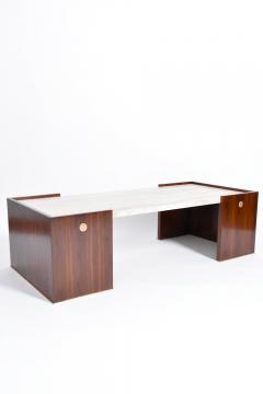  Villandry walnut and travertine coffee table Barracuda Edition  - 4539689