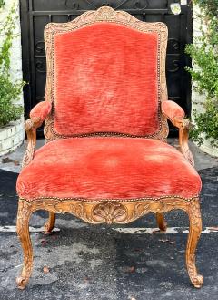 18th C Style Ebanista Carved Italian Fauteuil Arm Chair W Red Velvet - 2928643