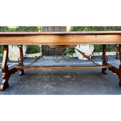 18th C Style Italian Walnut Iron Extension Dining Table - 2997205