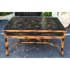 19th C Style Black Gold Chinoiserie Bamboo Coffee Cocktail Table - 2997118
