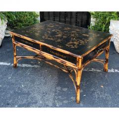 19th C Style Black Gold Chinoiserie Bamboo Coffee Cocktail Table - 2997130