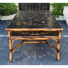 19th C Style Black Gold Chinoiserie Bamboo Coffee Cocktail Table - 2997134