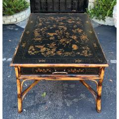 19th C Style Black Gold Chinoiserie Bamboo Coffee Cocktail Table - 2997136