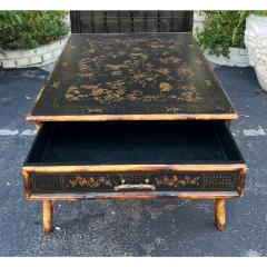 19th C Style Black Gold Chinoiserie Bamboo Coffee Cocktail Table - 2997145