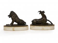 19th Century Pair of Bronze Paperweights Il Porcellino Wounded Stag  - 4407434