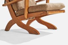 A Brandt Ranch Oak Lounge Chairs with Fabric and Oak USA 1950s - 4764089