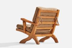 A Brandt Ranch Oak Lounge Chairs with Fabric and Oak USA 1950s - 4764090
