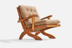 A Brandt Ranch Oak Lounge Chairs with Fabric and Oak USA 1950s - 4764091