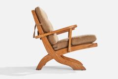 A Brandt Ranch Oak Lounge Chairs with Fabric and Oak USA 1950s - 4764092
